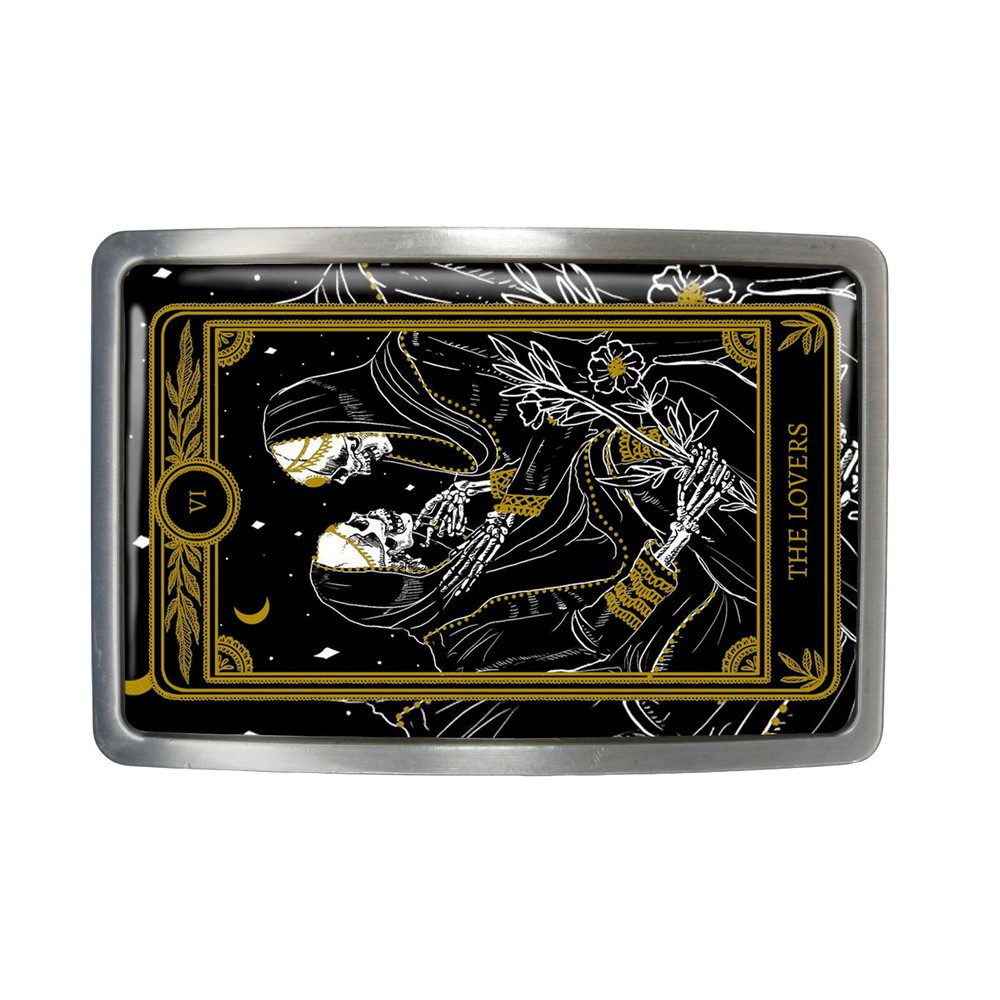 Tarot Belt Buckle – Tarot Card Lovers Skeletons Rectangle Belt Buckle – 906