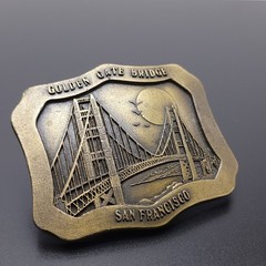 Vintage 1977 Indiana Metal Craft Golden Gate Bridge San Francisco Belt Buckle