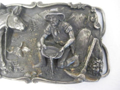 1981 Arroyo Grande Siskiyou Gold Miner Panning Belt Buckle Pewter B-10