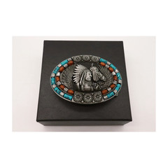 Men Silver Metal Belt Western Native Indian Warrior Horse Feather Eagle Wings