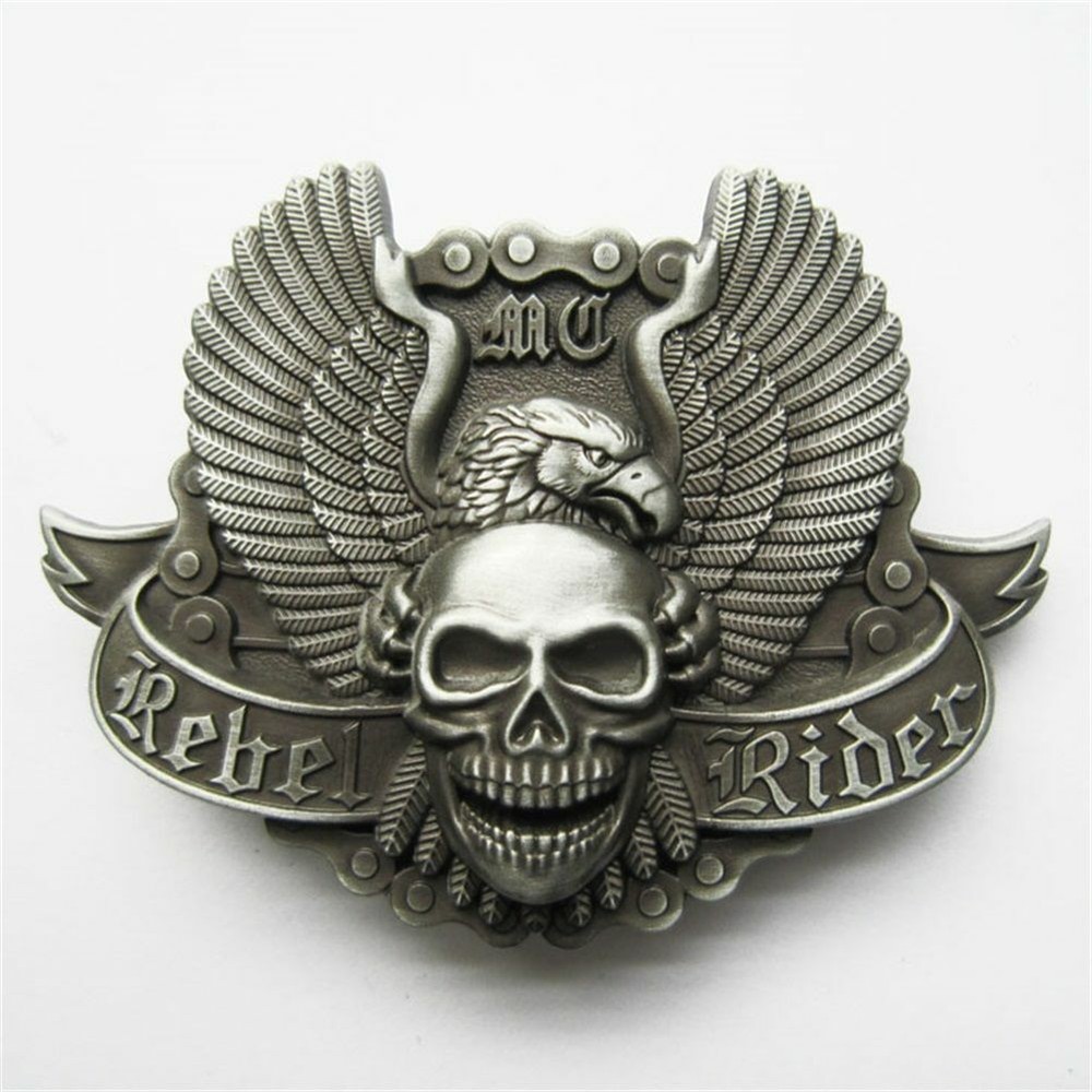 Rebel Rider Motorcycle Chain Eagle Skull Metal Belt Buckle
