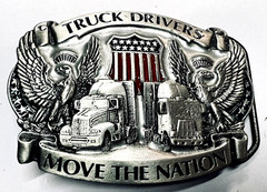 Truck Driver buckle.USA,size-3”-”2 1/2” Fit for 1-1/2” Wider belt, Solid Pewter