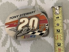 Tony Stewart NASCAR Belt Buckle Pewter Limited Edition Racing 2000 Silver Orange