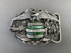 I&rsquo;M PROUD TO BE AN AMERICAN VETERAN Belt Buckle XLNT! **FAST SHIP** MADE IN USA!