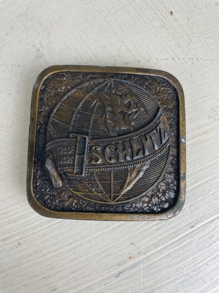 Vintage Schlitz Beer Brewery Advertising Belt Buckle Globe Logo Design