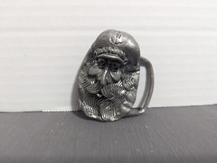 Vtg. Herman Black Metal Craft Belt Buckle, Nouveau Indiana  » Old Sailor Head »