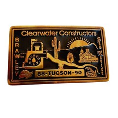 1988 Clearwater Constructors Brawley Brass Belt Buckle CAP Snake Tucson Arizona