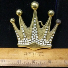Crown Belt Buckle New Men Women Bling Iced Gold Metal Rhinestone Cowgirl Cowboy