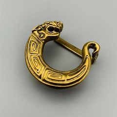 Dragon patterned belt buckle, pure copper smooth buckle accessory, brass