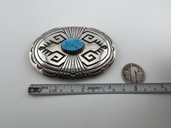 Vintage Navajo Sterling Silver Buckle Turquoise by Tommy Singer
