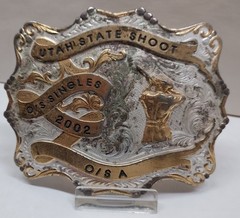 2002 UTAH STATE SHOOT – TRAPSHOOT EVENT – BELT BUCKLE – listing # 9545