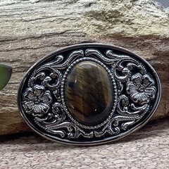Tiger Eye Stone Silver Western Southwest men women unisex Belt Buckle VALENTINES