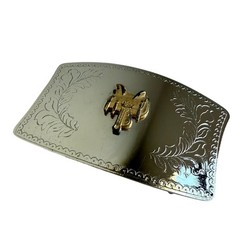 Western Saddle Belt Buckle Nickel Plated Hand-Polished Cowboy Americana