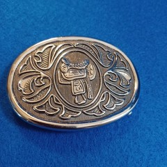 Avon Belt Buckle Saddle Western Horse Silvertone Fits 1.5&Prime; Cowboy 1980s Vtg