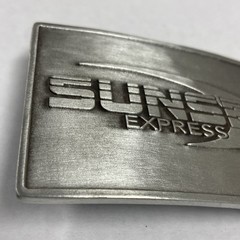Solid Pewter Sunset Express Trucking Arched Embossed Belt Buckle 3 1/2&Prime;x2 1/2&Prime;