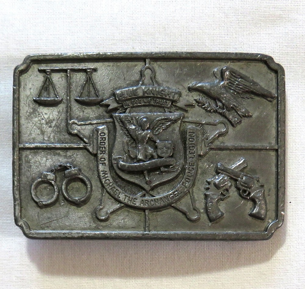 Blue Knight Vintage Belt Buckle 1979 Police Legion Archangel Order Gemco 1970&rsquo;s