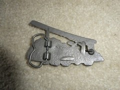 Vintage 1970s Brass Ladder Fire Truck Belt Buckle 4&Prime; Wide