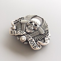 Vintage Silver Plated Biker Rider Skull Belt Buckle Boucle de ceinture