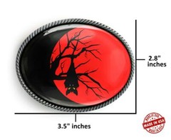 Vampire Bat Halloween Moon Silhouette Handmade Belt Buckle