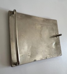 Vintage Abalone Shell Mother of Pearl Silver Tone Rectangular Belt Buckle