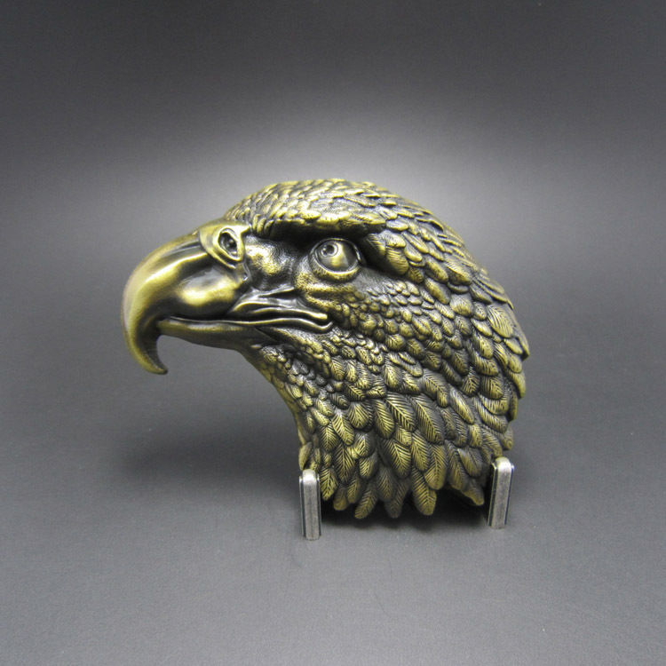 Eagle Head Vintage Brass Pewter Metal Belt Buckle