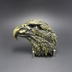 Eagle Head Vintage Brass Pewter Metal Belt Buckle