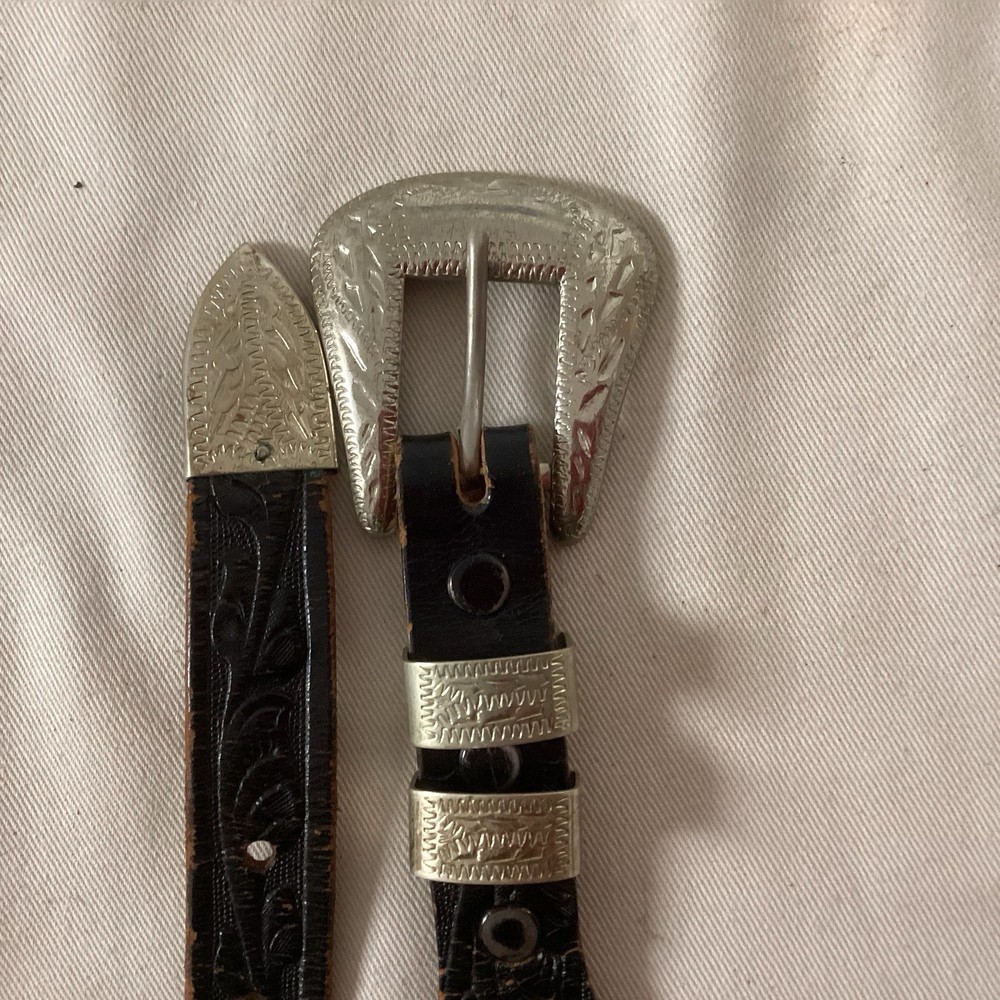 Belt Buckle Set 2 In Wide. Comes with Worn Belt for Parts 30 In Length