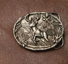 VINTAGE 1643 Brass Deer Buckle- THE GREAT AMERICAN BUCKLE CO- copyright 1986
