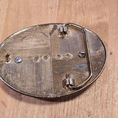Floral Scroll Photo Holder Belt Buckle Mens White Gold Western Metal Oval