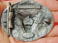 Siskiyou 1992 Enamel Buffalo Skull Belt Buckle Pewter Turquoise Color USA Made