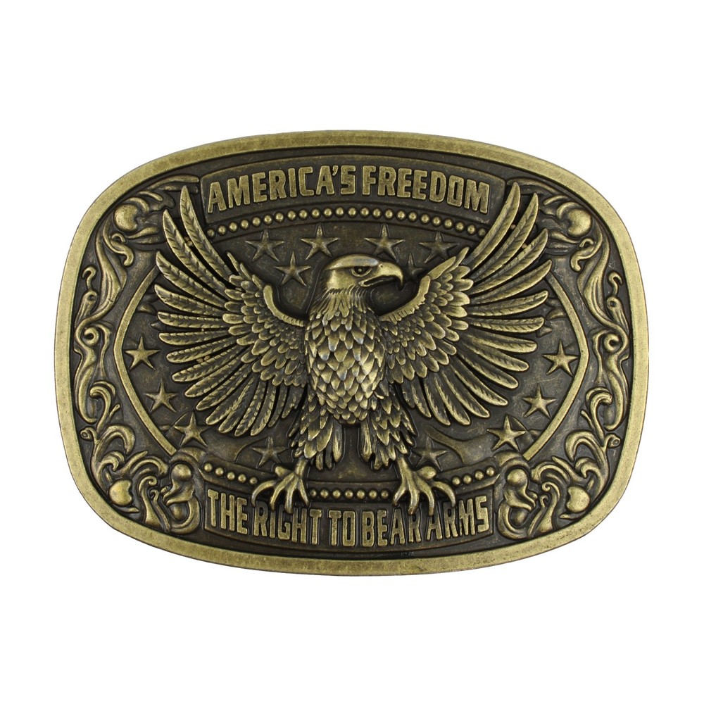 America&rsquo;s Freedom 2nd Amendment Eagle Belt Buckle Antique Bronze Fits 1.5&Prime; Belts