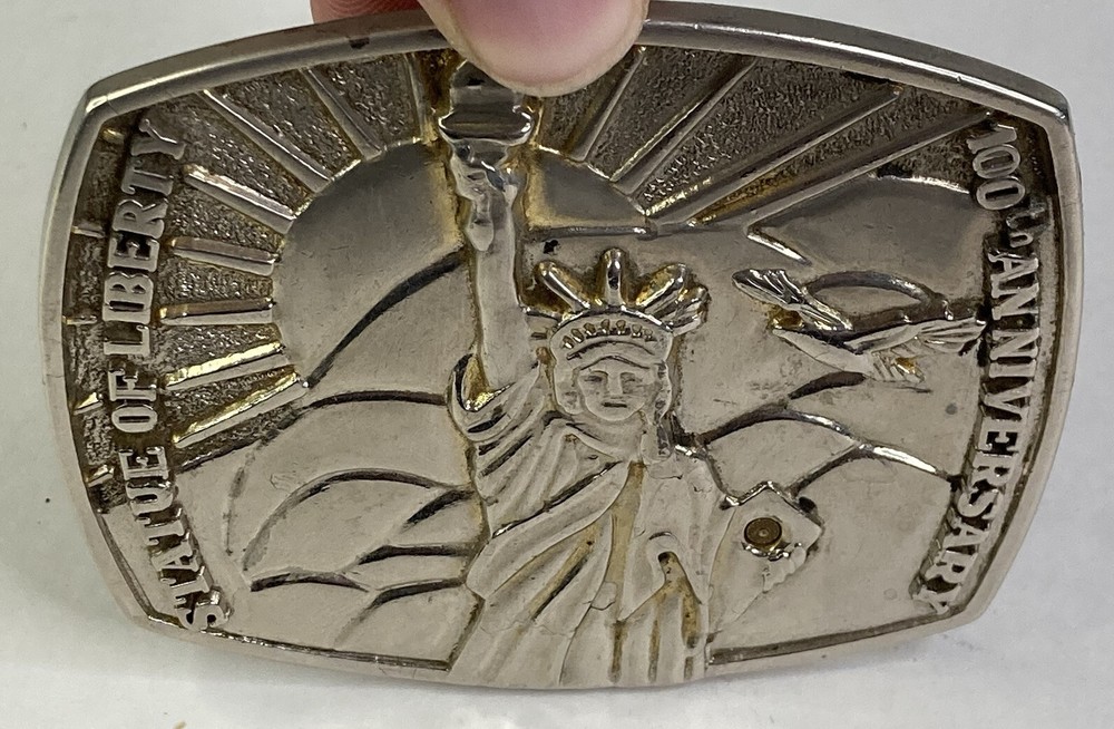 Large Metal “100th Anniversary Statue of Liberty” 3” Rectangle Belt Buckle