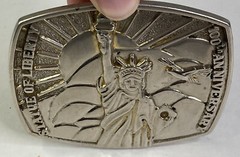 Large Metal “100th Anniversary Statue of Liberty” 3” Rectangle Belt Buckle