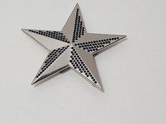 Silver With Black Sparkling Stones. Star Metal Fashion Belt Buckle