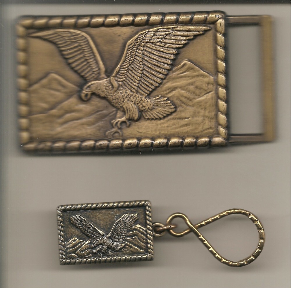 GOLDEN BALD EAGLE BELT BUCKLE / with KEY CHAIN