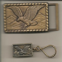 GOLDEN BALD EAGLE BELT BUCKLE / with KEY CHAIN