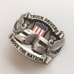Antique Silver Enamel Nation Road Truck Driver Belt Buckle also Stock in US