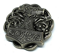Thor&rsquo;s Hammer Belt Buckle Viking Celtic Raven Skane Metal Pewter Buckle Only