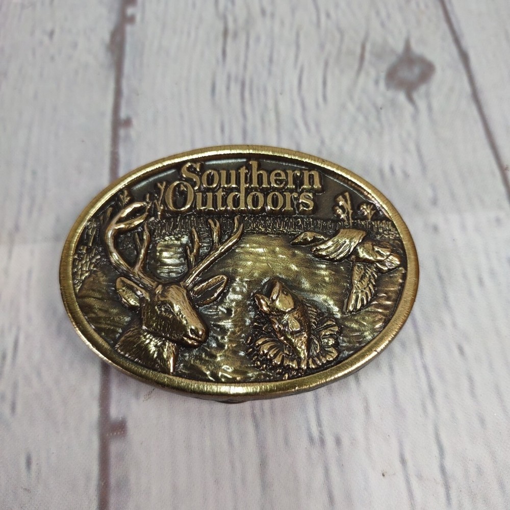 1986 VTG SOUTHERN OUTDOORS belt buckle SOLD BRASS made in USA Limited Edition
