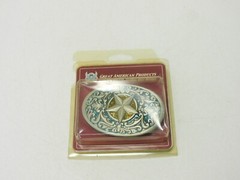 Vintage Star Blue and Gold Pewter Collectable Belt Buckle – Texan