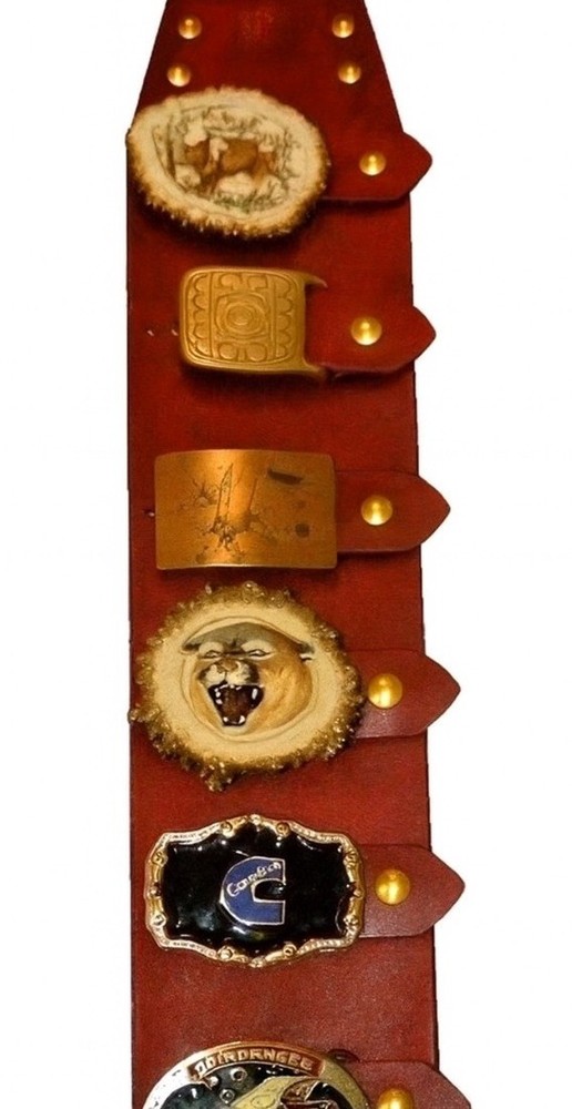 Custom Trophy Hanging LEATHER (8) Belt Buckle Holder Display HANDMADE USA