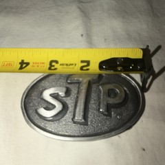 Vintage STP Corporation Advertising Belt Buckle Silver Tone Auto Racing Promo