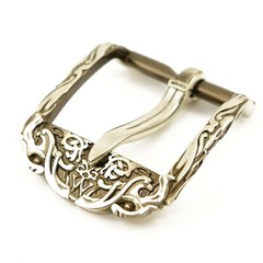 German silver belt buckle Odin&rsquo;s Wolves, pin type Old Norse Scandinavian Celtic