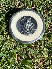 Virgin Mary Vintage Belt Buckle – White And Silver