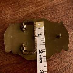 Vintage Horse Head Western Brass Belt Buckle Scalloped Raintree Made In USA 70s