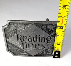 Reading Lines RR Buckle « Finest Antique Finish » Approx. 3¼ »x 2¼ » Pewter Vintage