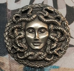 German Silver MEDUSA BELT BUCKLE (stamped JJ Shape) EXC
