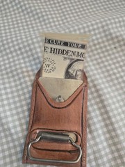 Tooled Leather TEXAS Belt Buckle Hidden Money Flap Western Cowboy Style