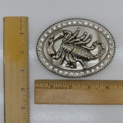 Classico Italia Silver Metal Oval Peace Rhinestone Belt Buckle for Men 1.5&Prime;