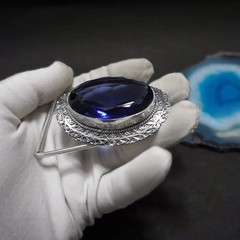 Handmade Silver Plated Belt Buckle with Amethysts Stone- Western Vintage